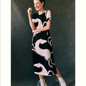 Corey Lynn Calter Black White Midi Horse L